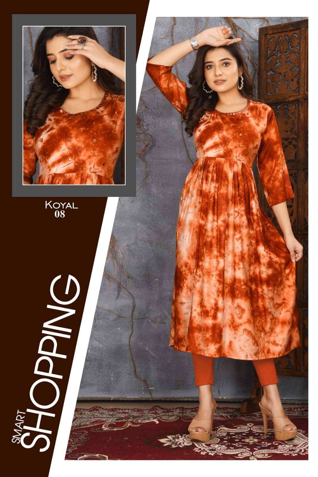 Os Women Bright Orange Tie and Dye Printed Dress - Absolutely Desi