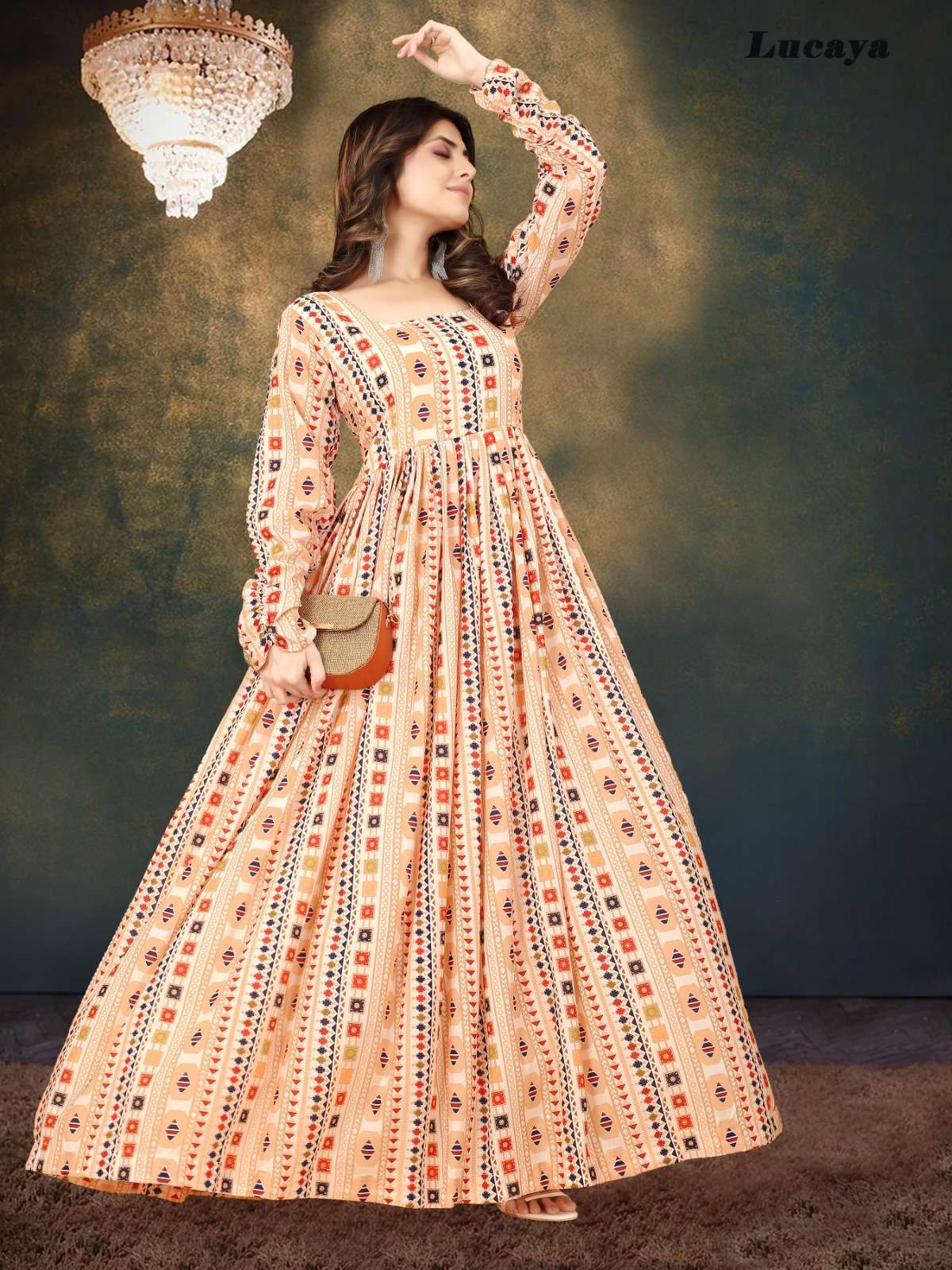 Lucaya Vol 10 Universal Maslin Digital Gowns Kurti Wholesale Catalog