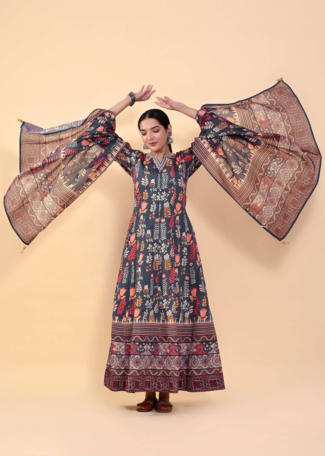 Lucaya Vol 7 Kalamkari Anarkali Readymade Gown With Dupatta Wholesale catalog