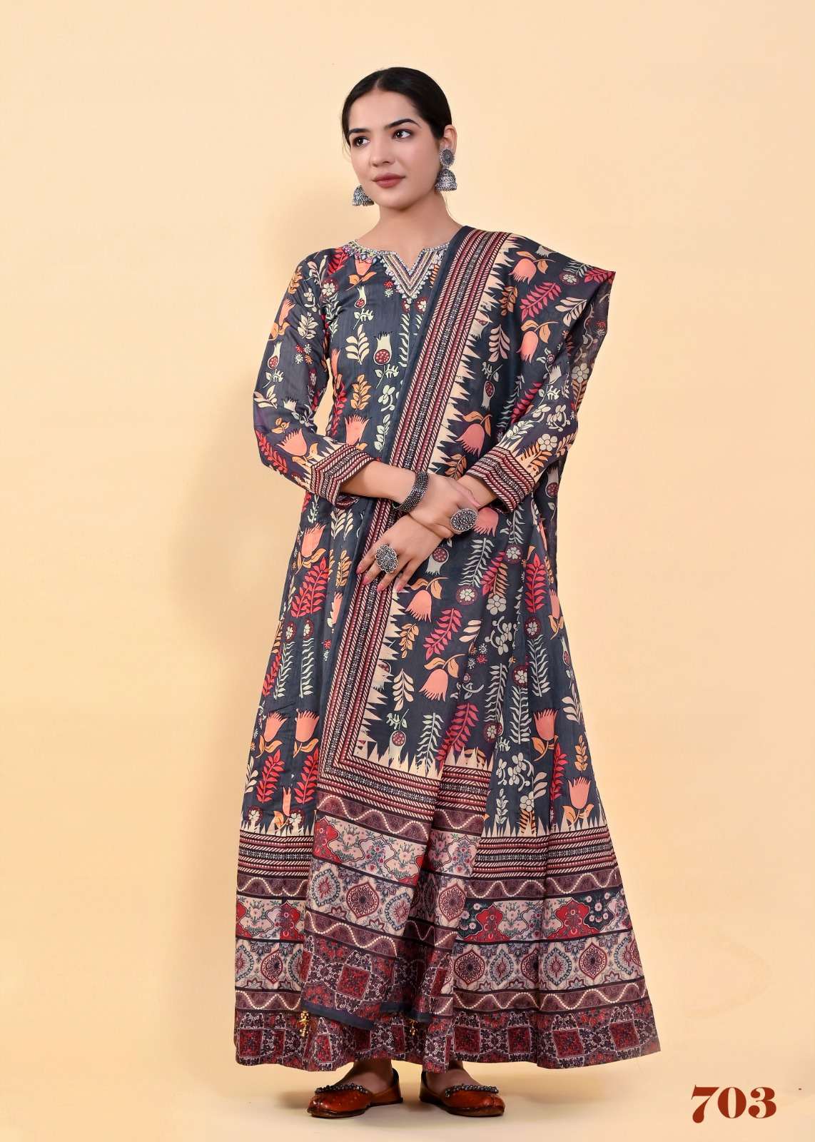 Lucaya Vol 7 Kalamkari Anarkali Readymade Gown With Dupatta Wholesale catalog