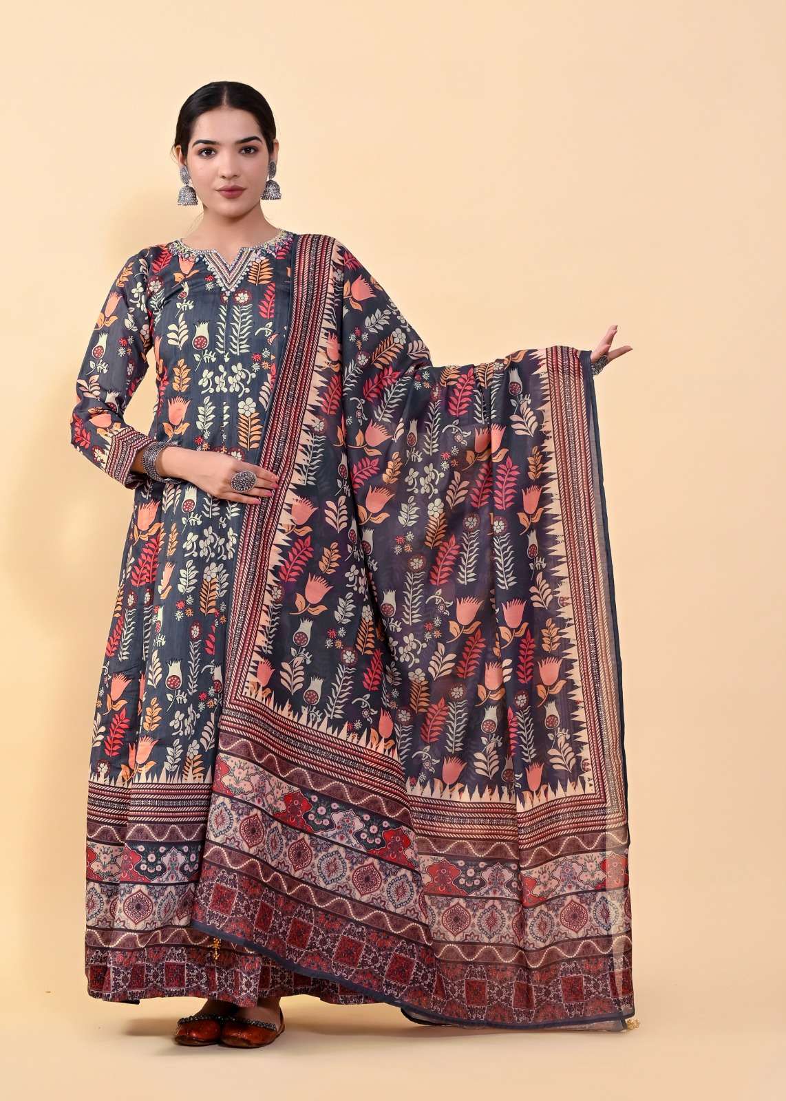 Lucaya Vol 7 Kalamkari Anarkali Readymade Gown With Dupatta Wholesale catalog