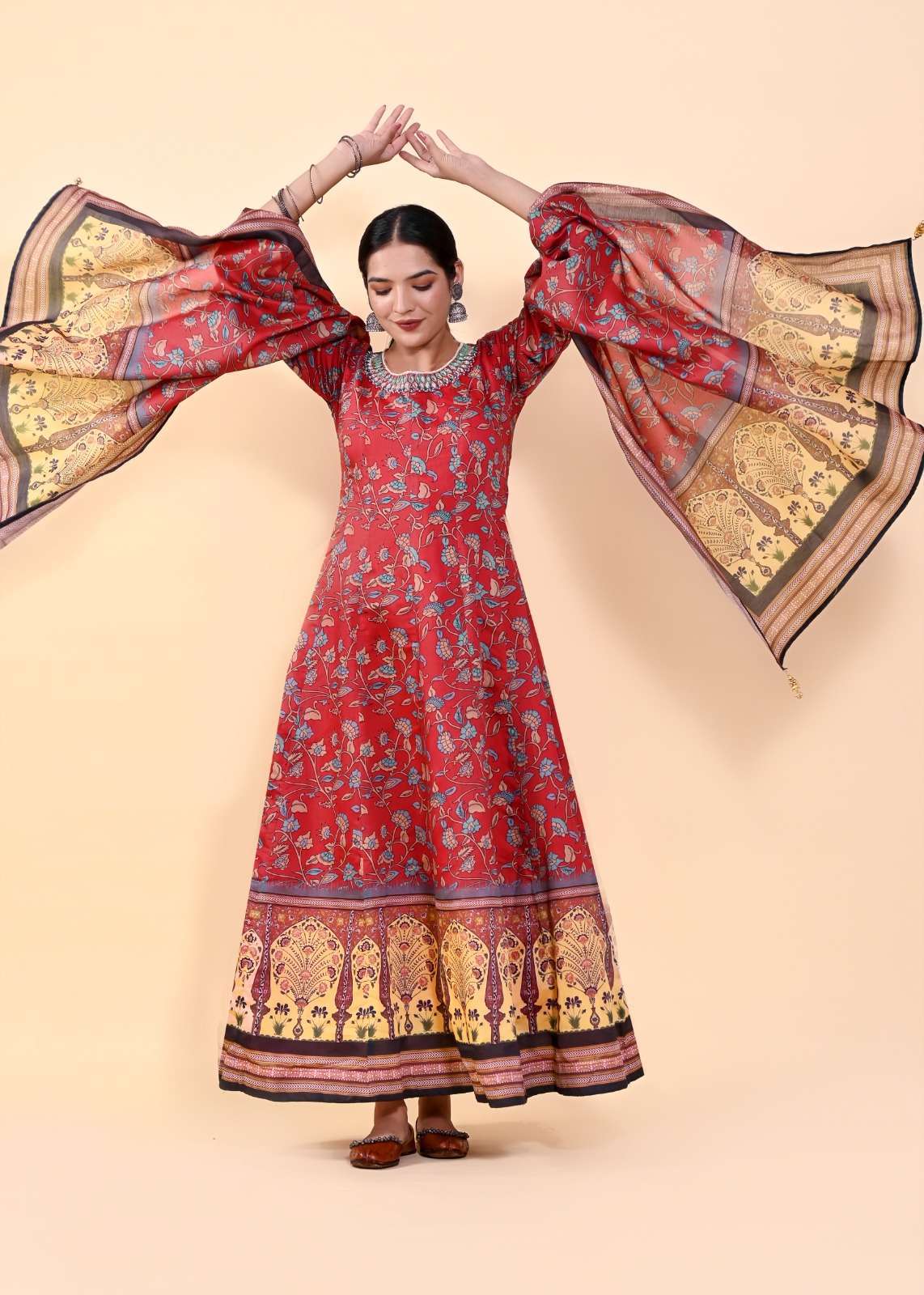 Lucaya Vol 7 Kalamkari Anarkali Readymade Gown With Dupatta Wholesale catalog