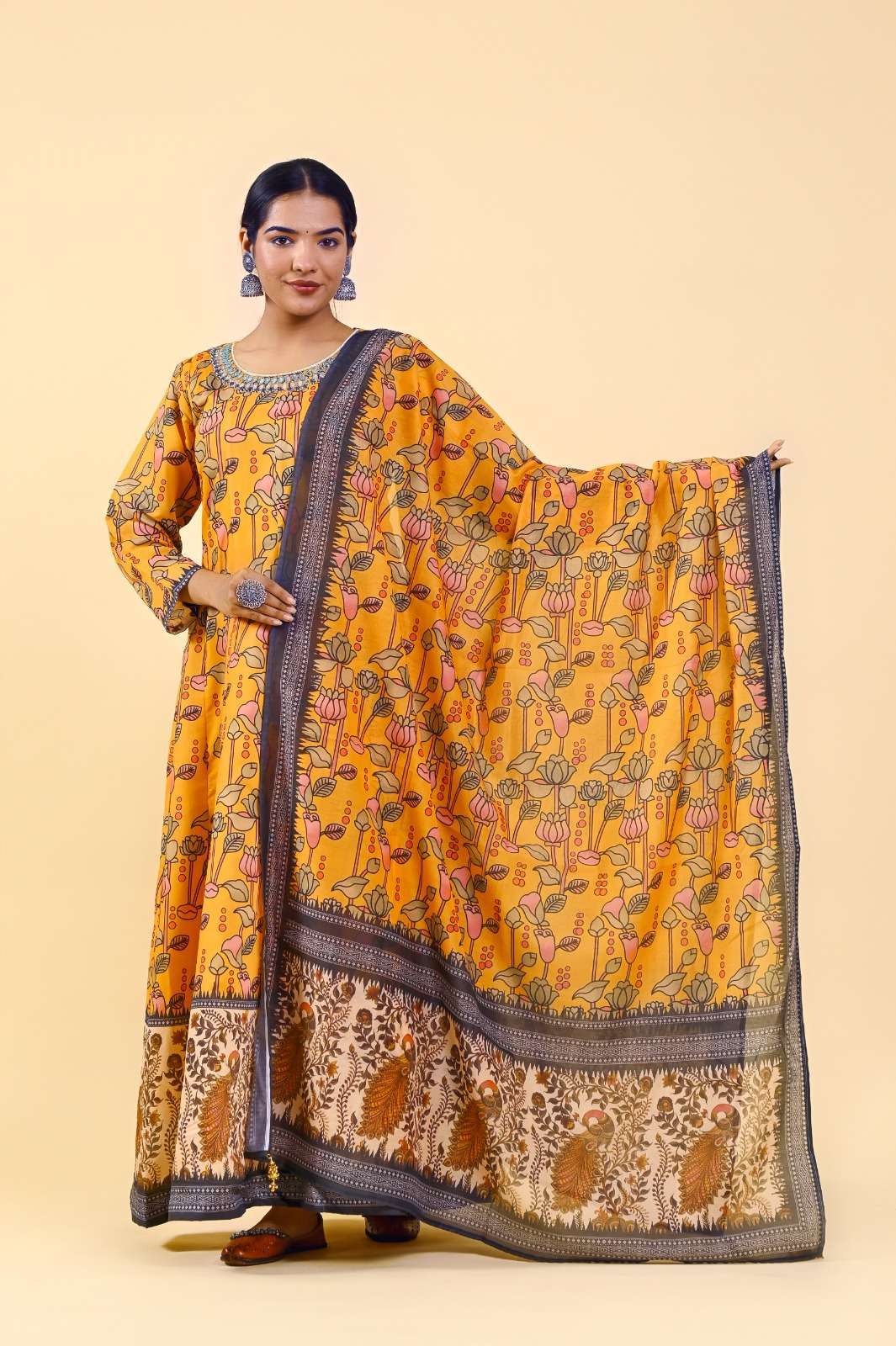 Lucaya Vol 7 Kalamkari Anarkali Readymade Gown With Dupatta Wholesale catalog