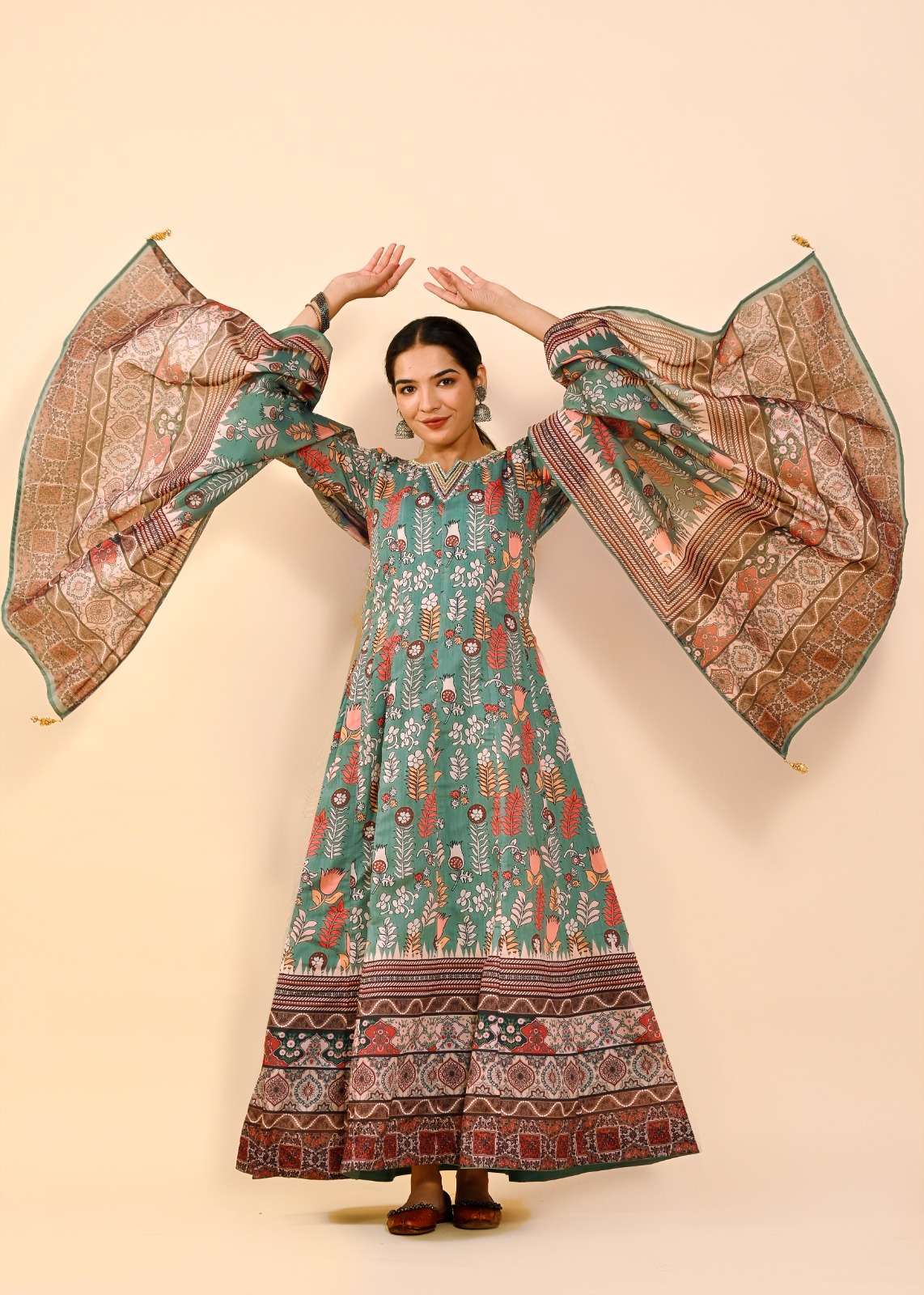 Lucaya Vol 7 Kalamkari Anarkali Readymade Gown With Dupatta Wholesale catalog