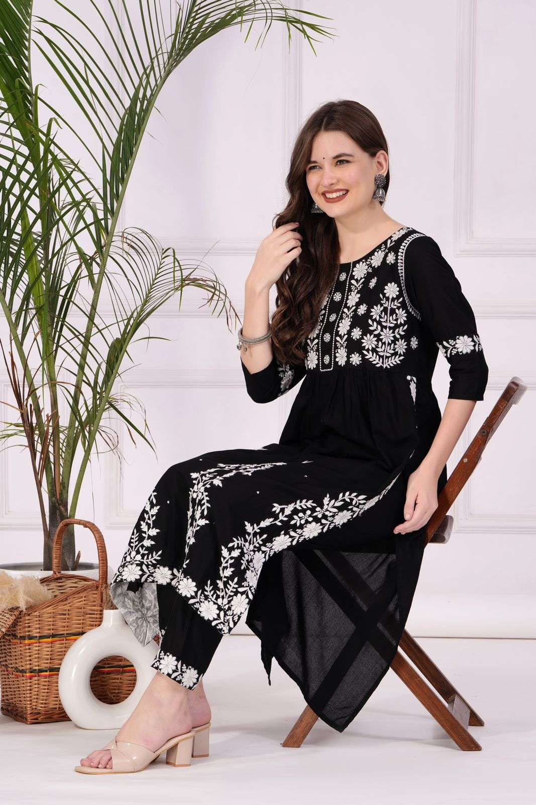 Lukhnowi Concept Black Reyon Kurti Wholesale catalog
