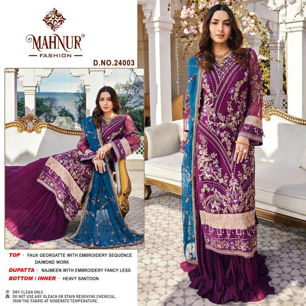 Mahnur Vol 24 Designer Georgette Pakistani Suits Wholesale catalog