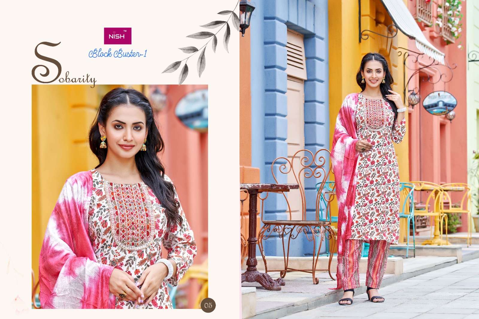 NISH  STUNNING BLOCK BUSTER RAYON PRINT KURTI WHOLESALE CATALOG