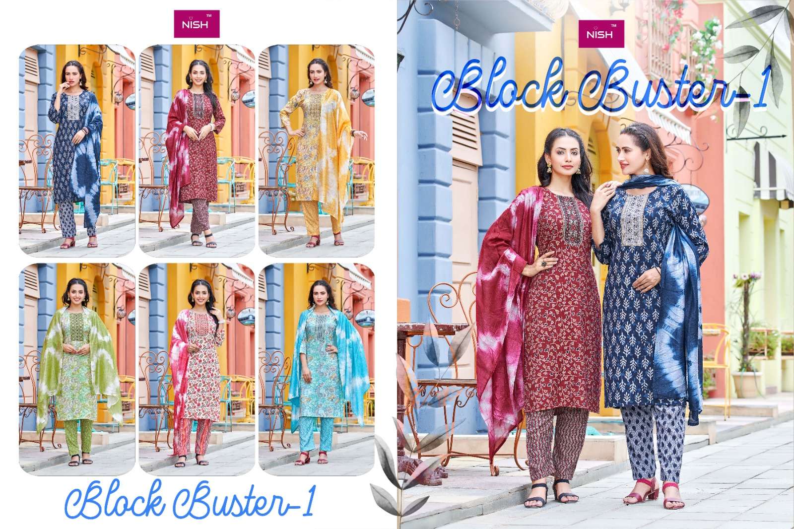 NISH  STUNNING BLOCK BUSTER RAYON PRINT KURTI WHOLESALE CATALOG