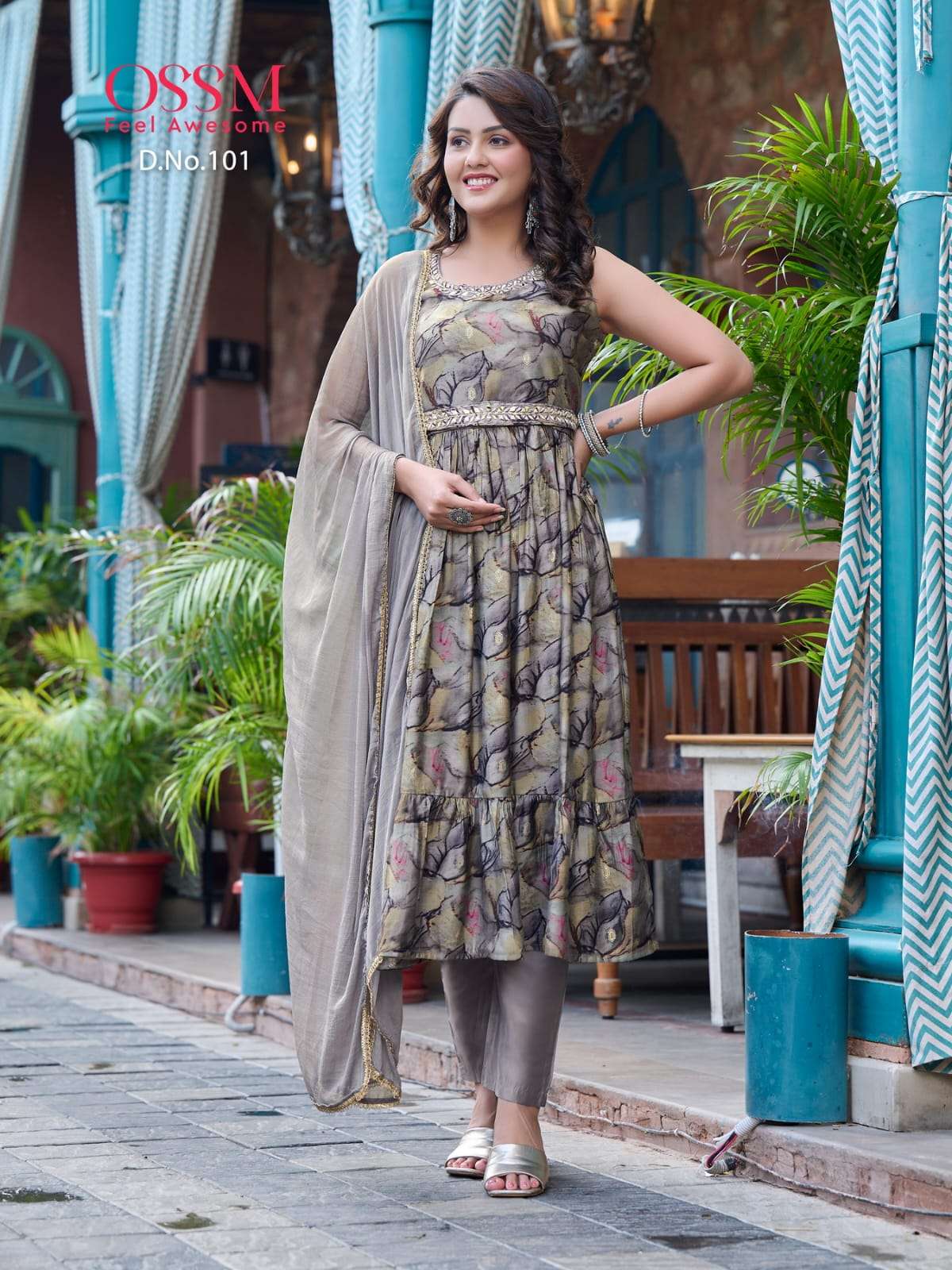 OSSM SARGAN  Chanderi Foil Print Kurti Wholesale catalog