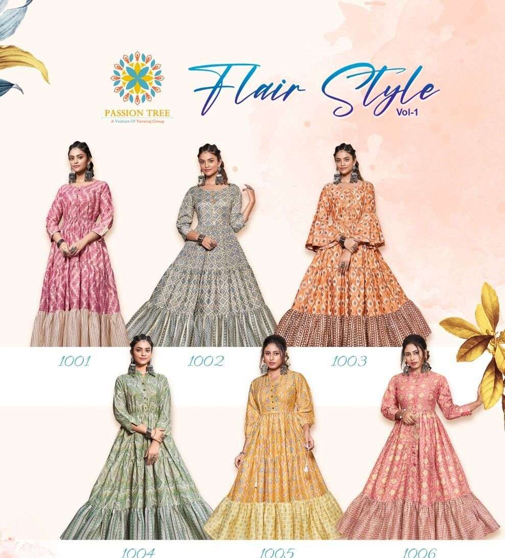Passion Tree Flair Style Vol 1 Gown Kurti Wholesale catalog