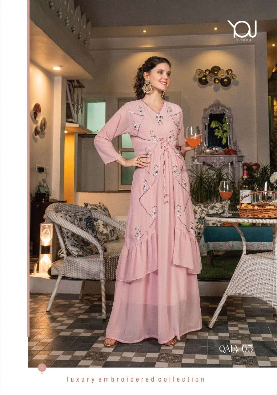 Qala Georgette Fancy Gown Kurti Wholesale catalog