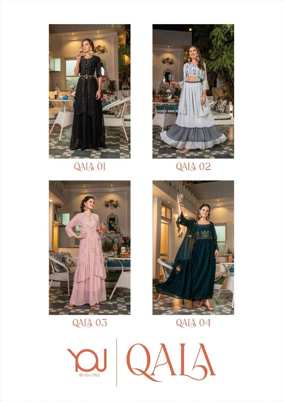 Qala Georgette Fancy Gown Kurti Wholesale catalog