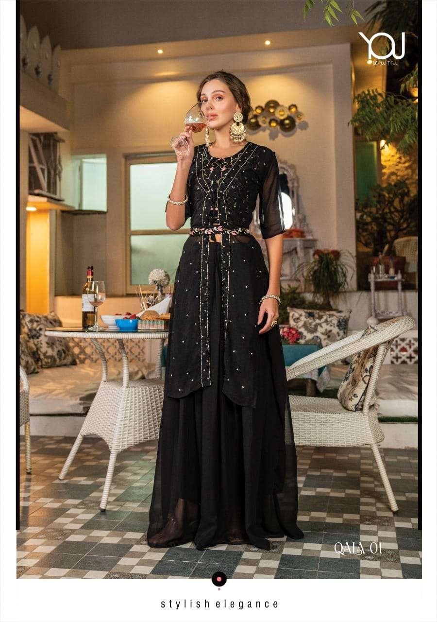 Qala Georgette Fancy Gown Kurti Wholesale catalog