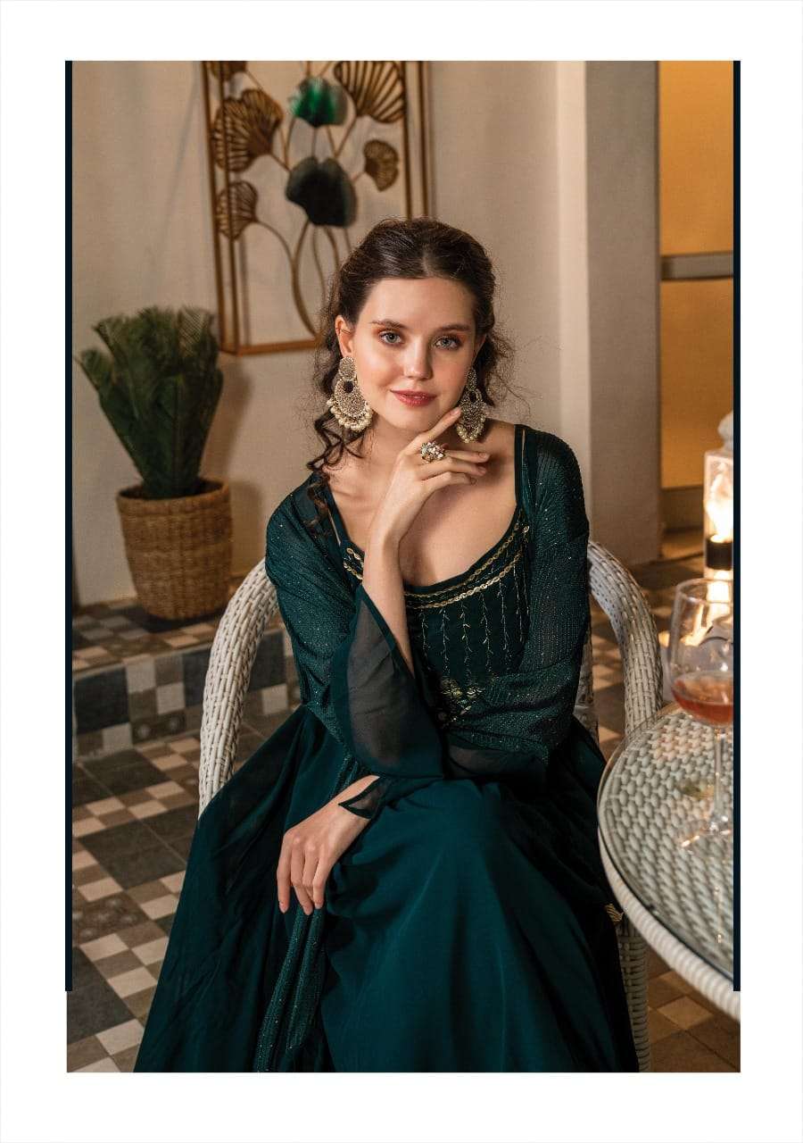 Qala Georgette Fancy Gown Kurti Wholesale catalog