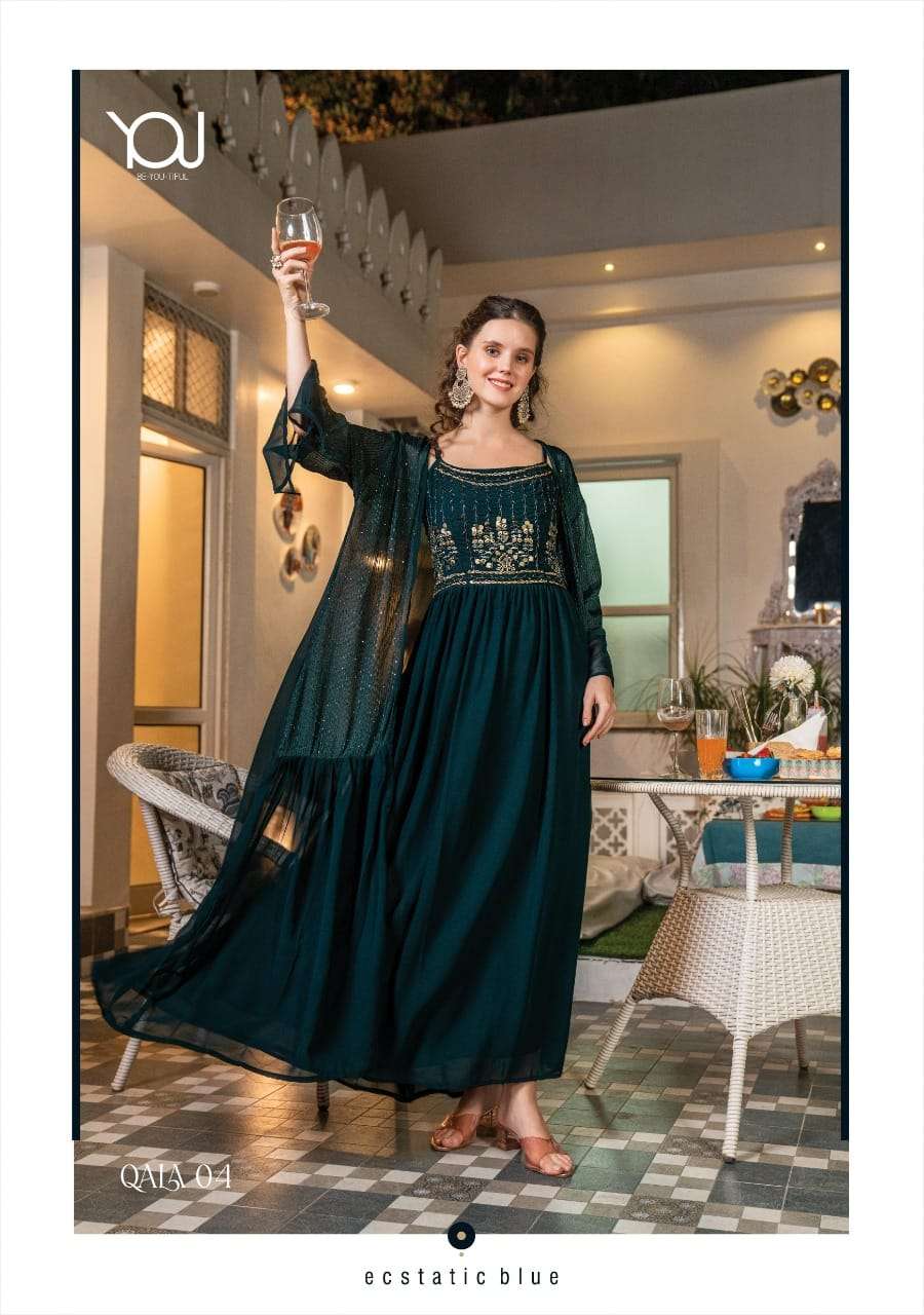 Qala Georgette Fancy Gown Kurti Wholesale catalog