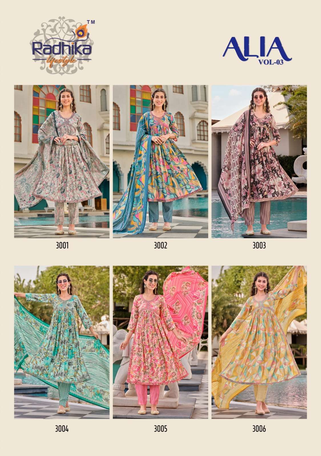 RADHIKA LIFE STYLE Vol-3 Alia CUT GOWN Kurti Wholesale catalog