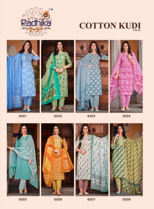 RADHIKA lifestyle COTTON 60*60 KURTI WITH PANT& DUPPATTA Wholesale catalog