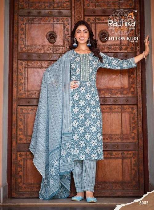 RADHIKA lifestyle COTTON 60*60 KURTI WITH PANT& DUPPATTA Wholesale catalog