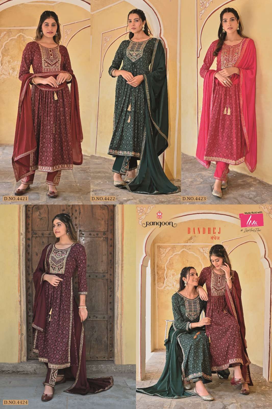 Rangoon BANDHEJ Naira Cut Kurti Wholesale catalog