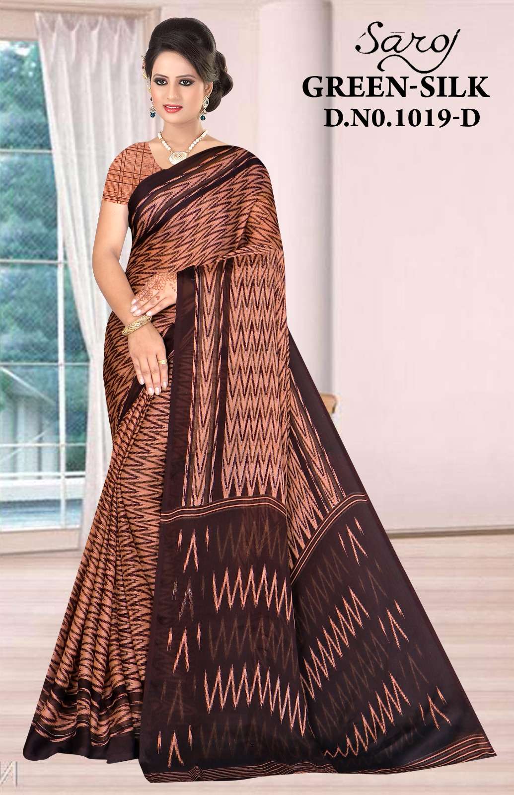 Saroj Green silk-19 Casual Moss chiffon crushed printed Saree Wholesale catalog