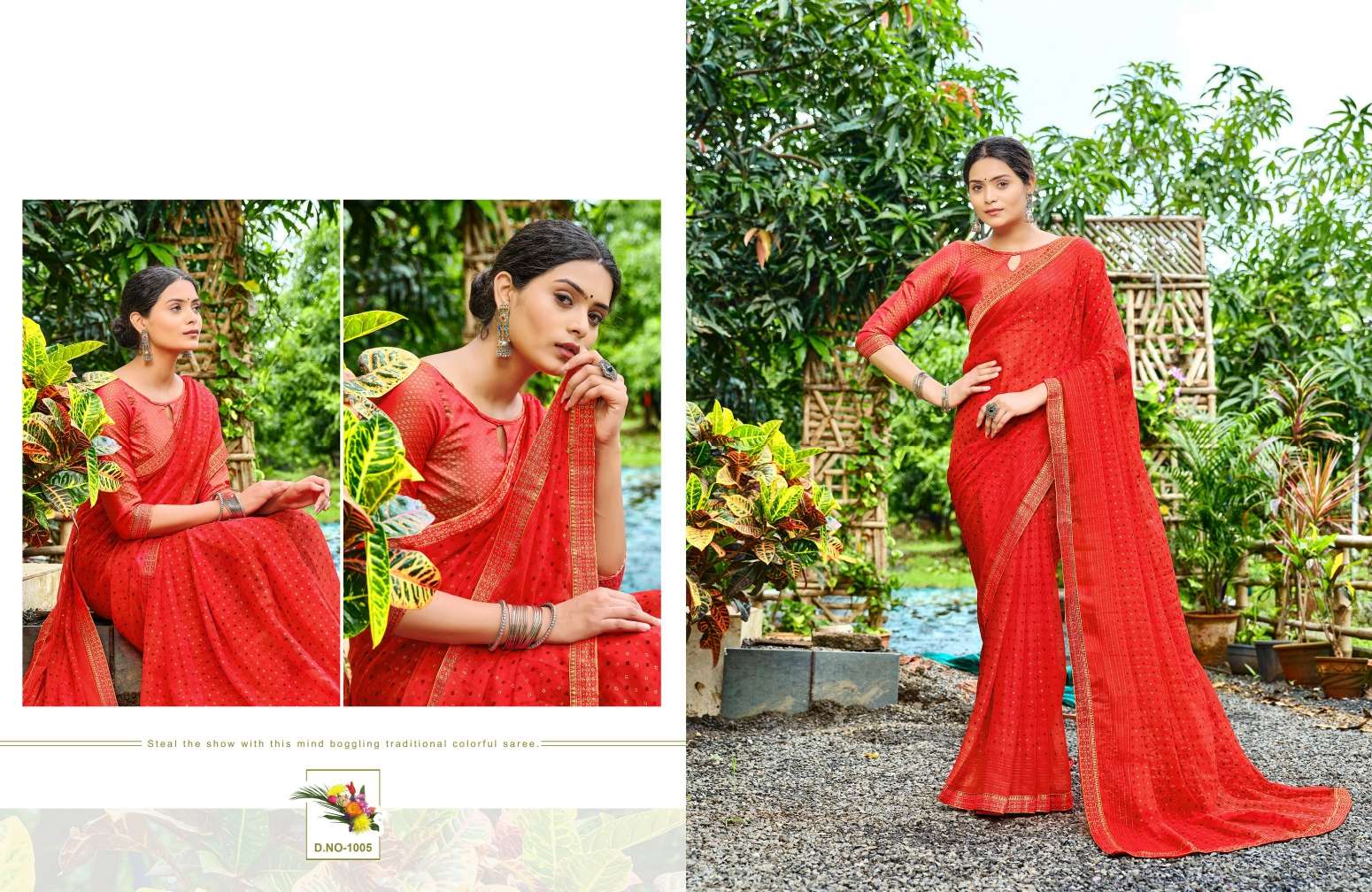 Saroj Prem katha Designer Georgette chiffon Saree Wholesale catalog