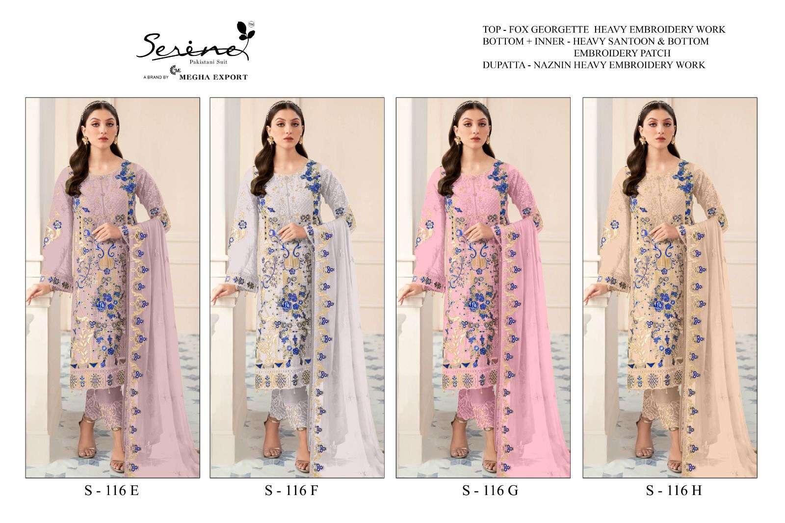 Serine S 116 E To H Pakistani Salwar Kameez Collection Wholesale catalog