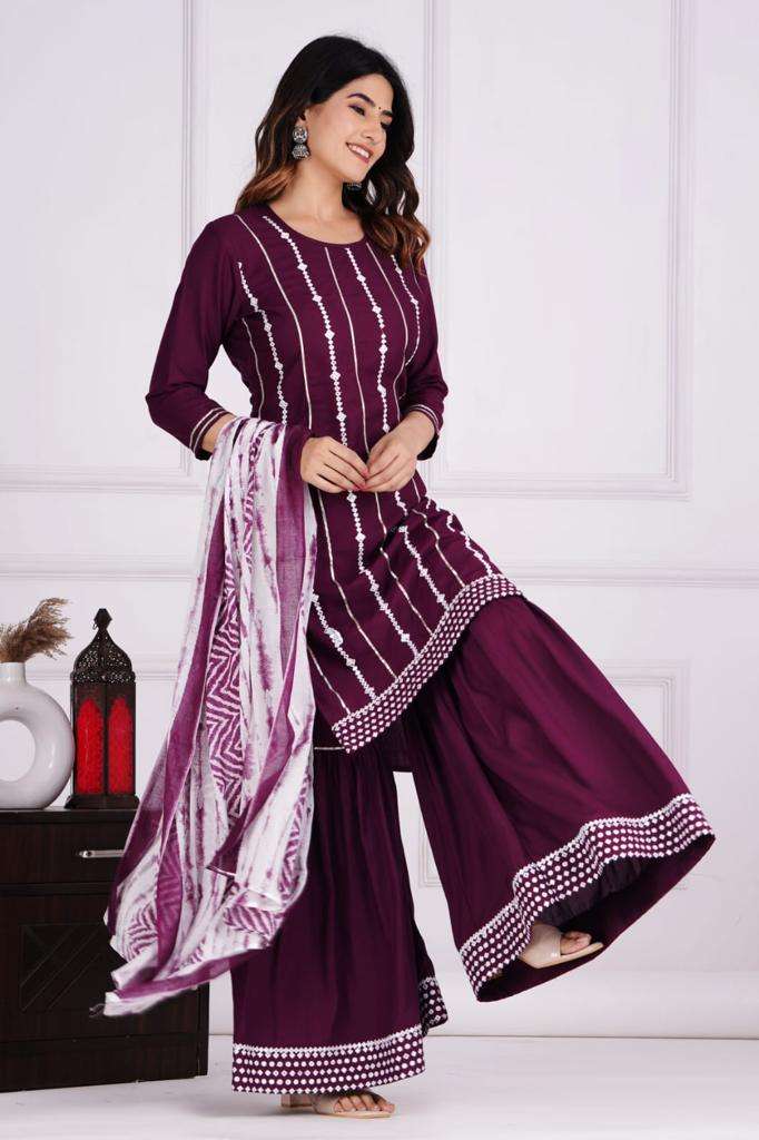 Sharara Reyon vol-2 Purple Kurti Wholesale catalog