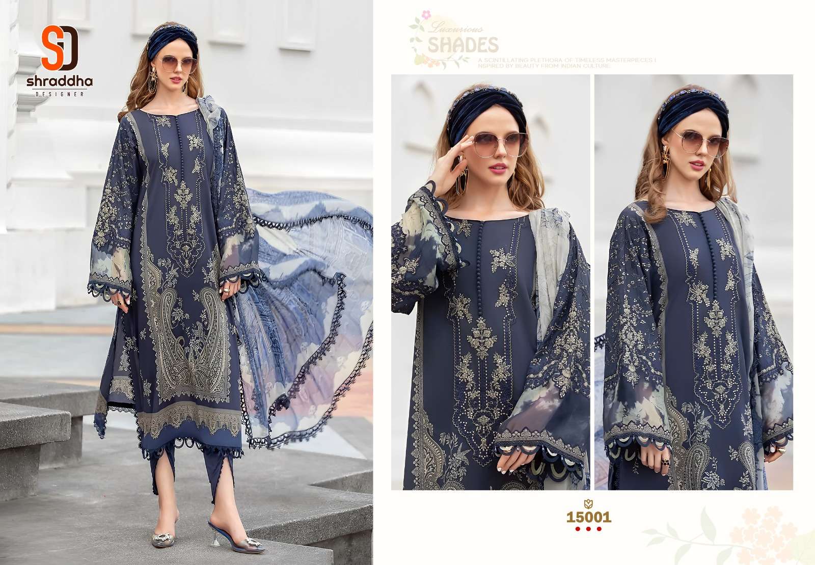 Shraddha M Prints Vol 15 Pakistani Chiffon Dupatta Salwar Kameez Wholesale catalog