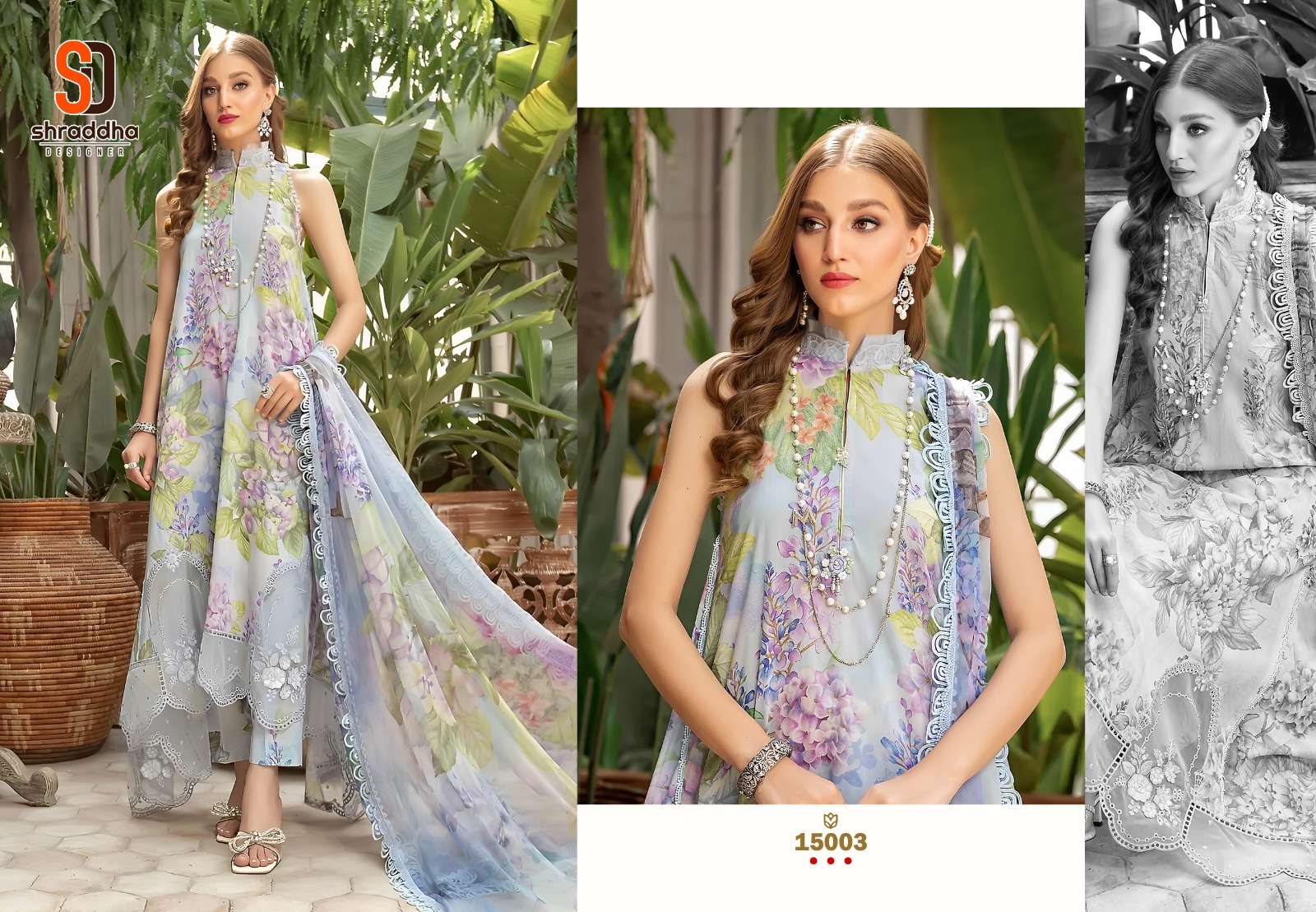 Shraddha M Prints Vol 15 Pakistani Cotton Dupatta Salwar Kameez Wholesale catalog