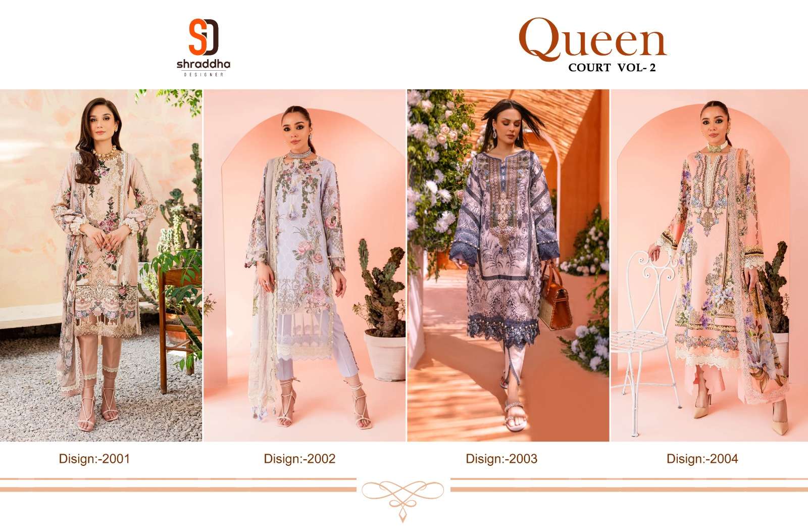 Shraddha Queen Court Vol 2 Chiffon Dupatta Pakistani Salwar Suits Wholesale catalog