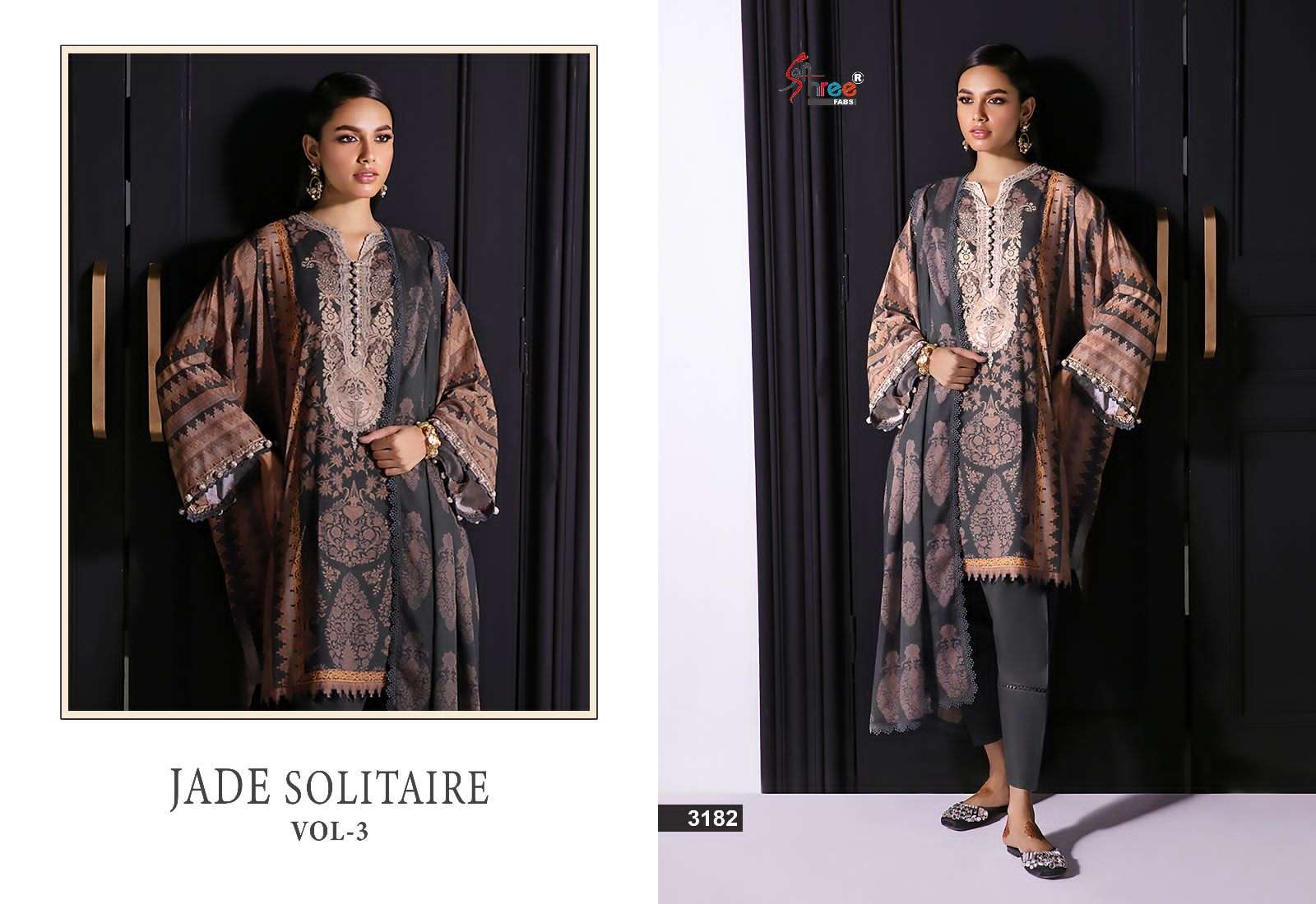 Shree Jade Solitaire Vol 3 Chiffon Dupatta Pakistani Suits Wholesale catalog