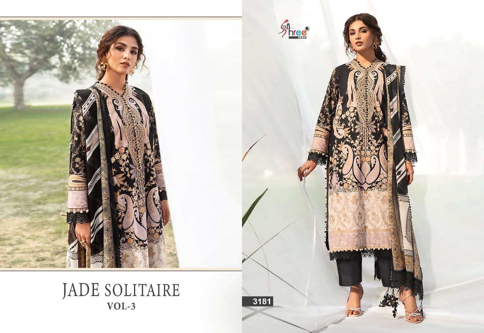 Shree Jade Solitaire Vol 3 Chiffon Dupatta Pakistani Suits Wholesale catalog