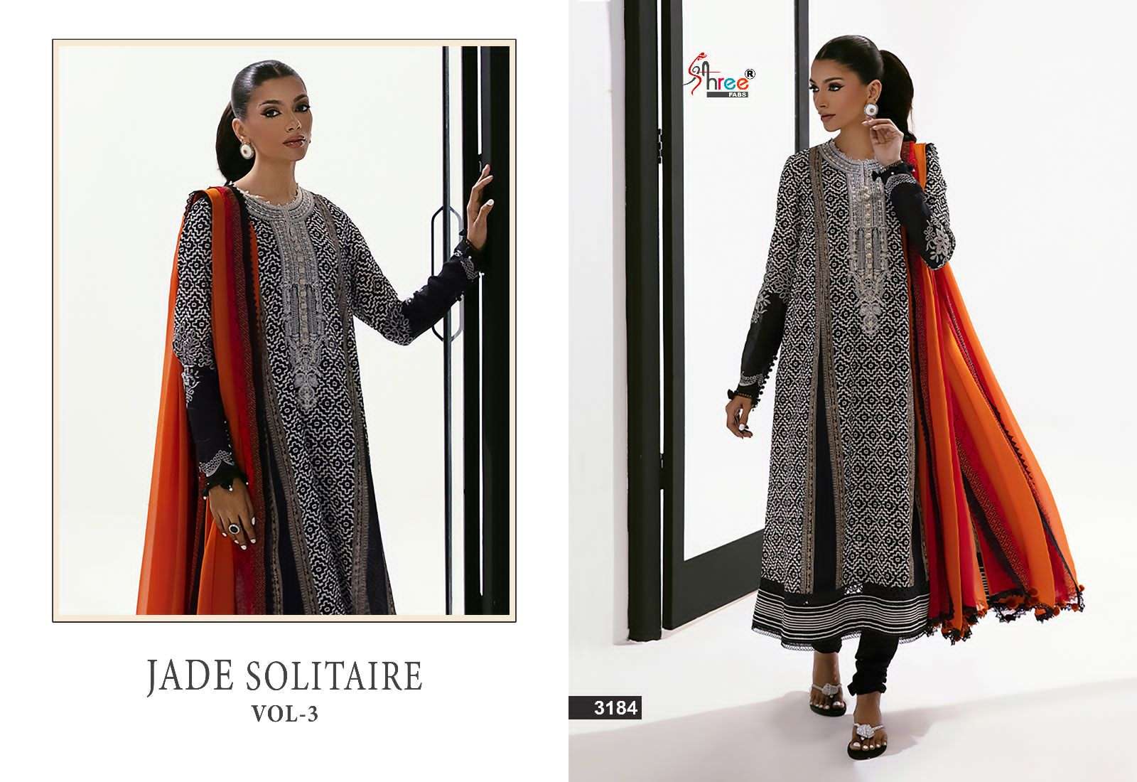 Shree Jade Solitaire Vol 3 Chiffon Dupatta Pakistani Suits Wholesale catalog