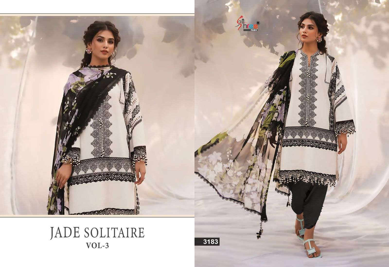 Shree Jade Solitaire Vol 3 Chiffon Dupatta Pakistani Suits Wholesale catalog