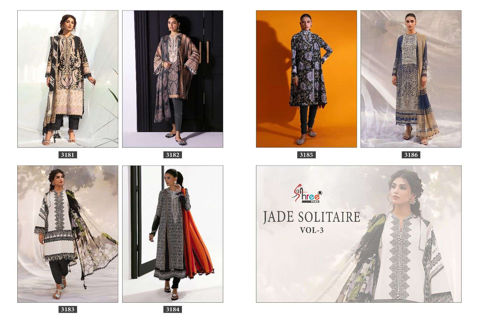 Shree Jade Solitaire Vol 3 Chiffon Dupatta Pakistani Suits Wholesale catalog