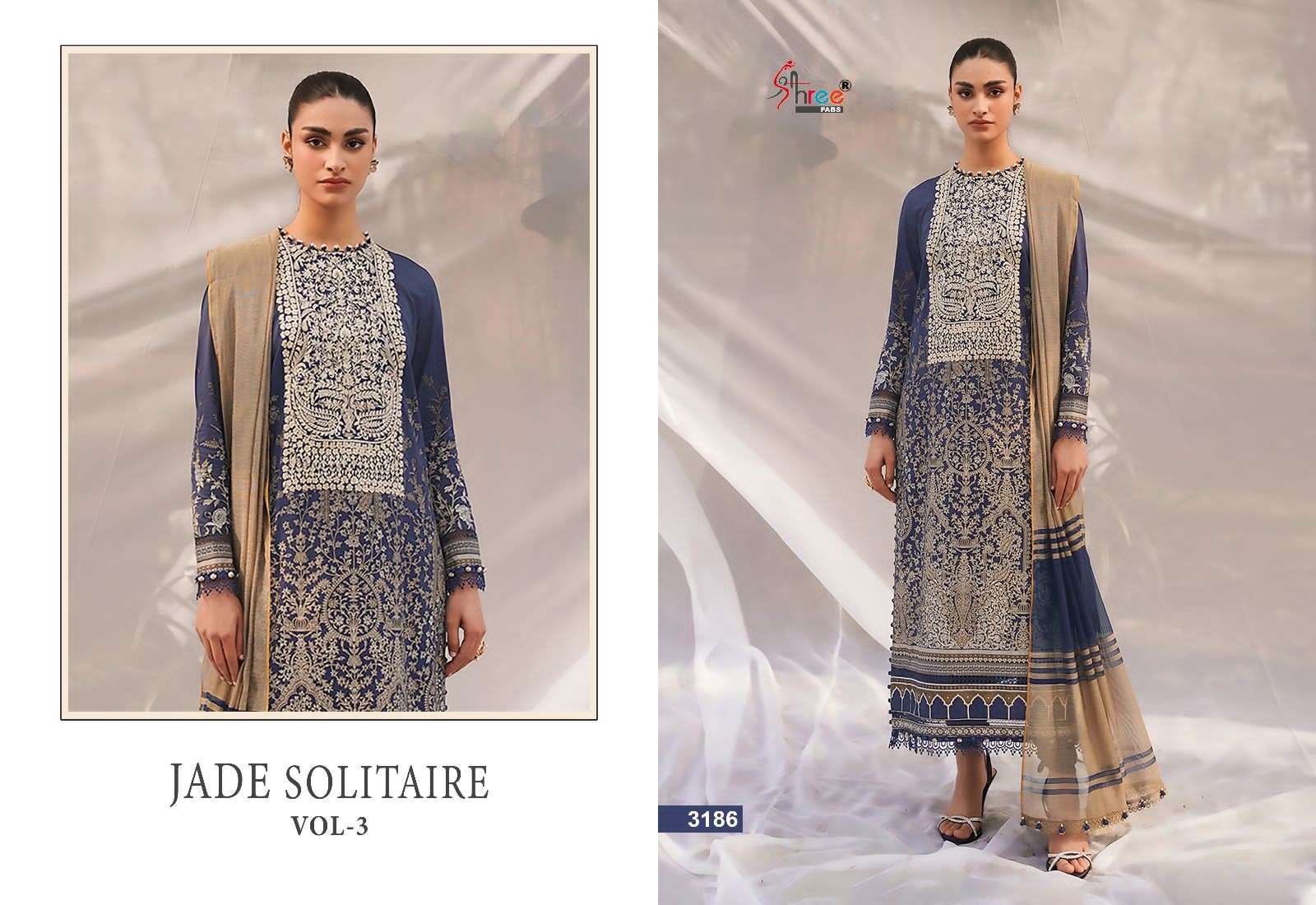 Shree Jade Solitaire Vol 3 Chiffon Dupatta Pakistani Suits Wholesale catalog