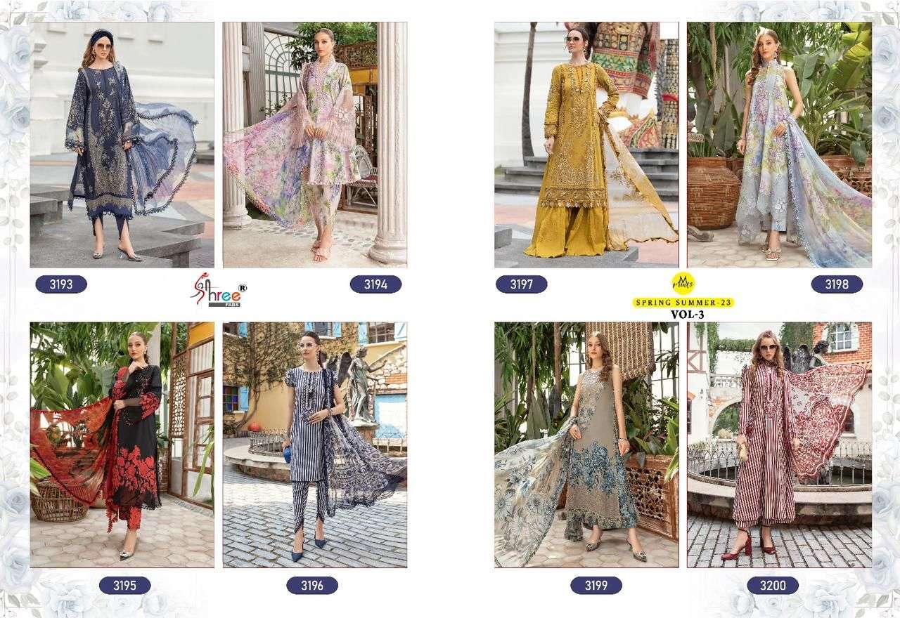 Shree M Prints Spring Summer 23 Vol 3 Chiffon Dupatta Salwar kameez Wholesale catalog