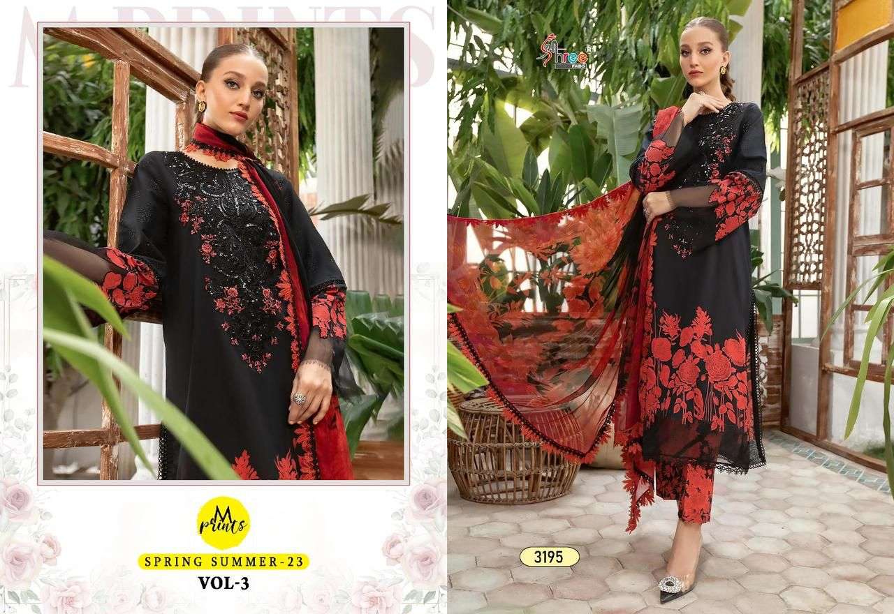Shree M Prints Spring Summer 23 Vol 3 Chiffon Dupatta Salwar kameez Wholesale catalog