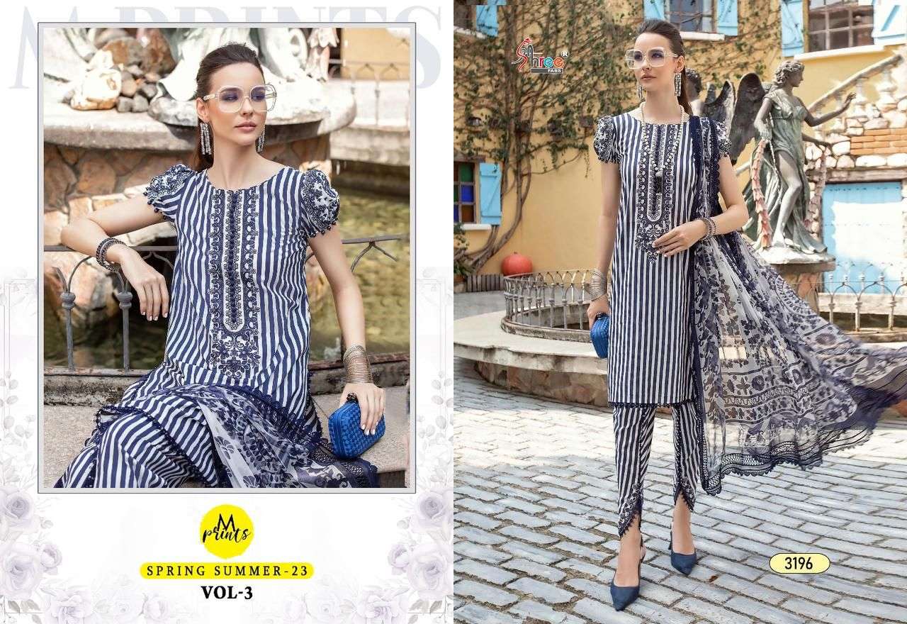 Shree M Prints Spring Summer 23 Vol 3 Chiffon Dupatta Salwar kameez Wholesale catalog