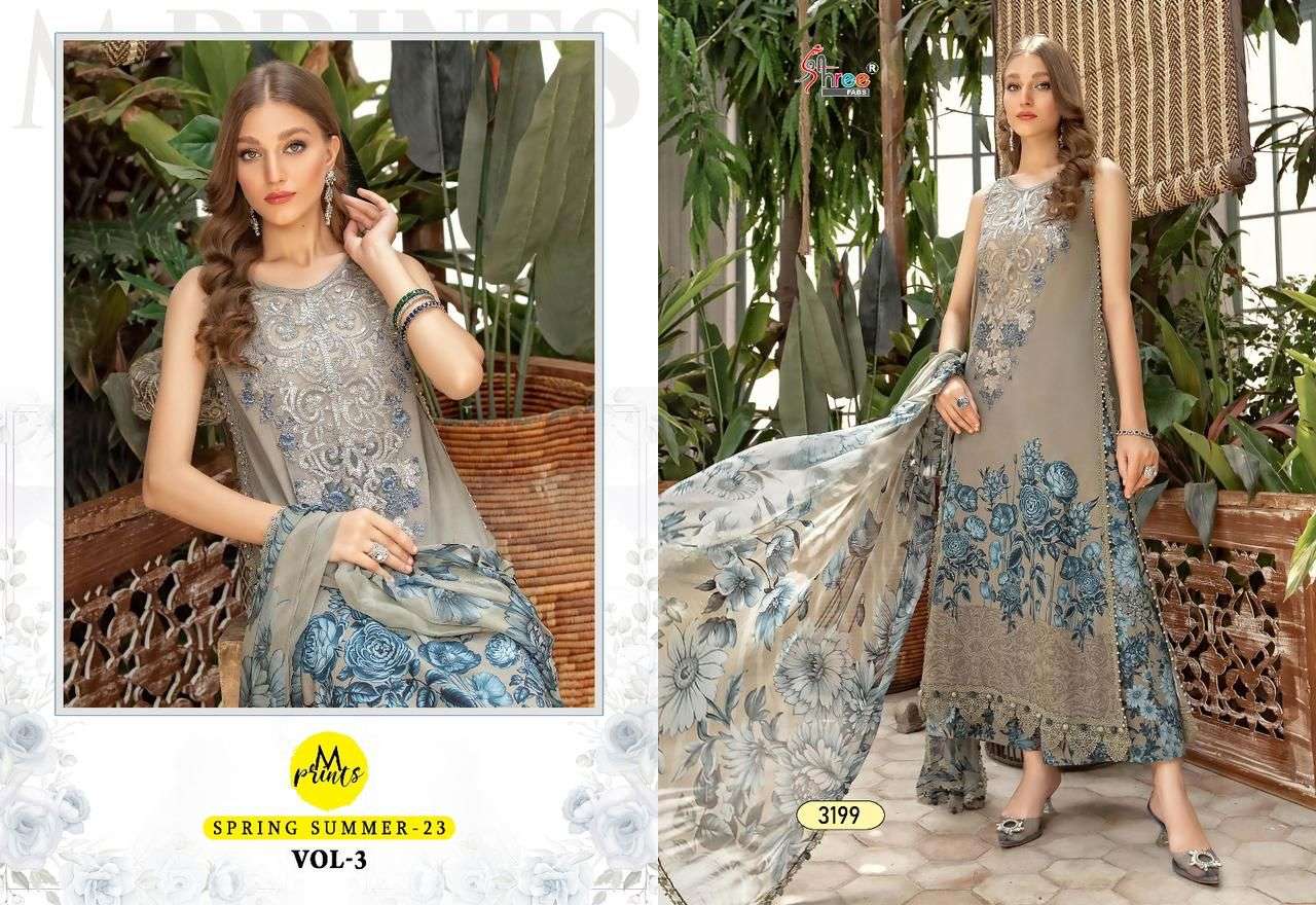 Shree M Prints Spring Summer 23 Vol 3 Chiffon Dupatta Salwar kameez Wholesale catalog