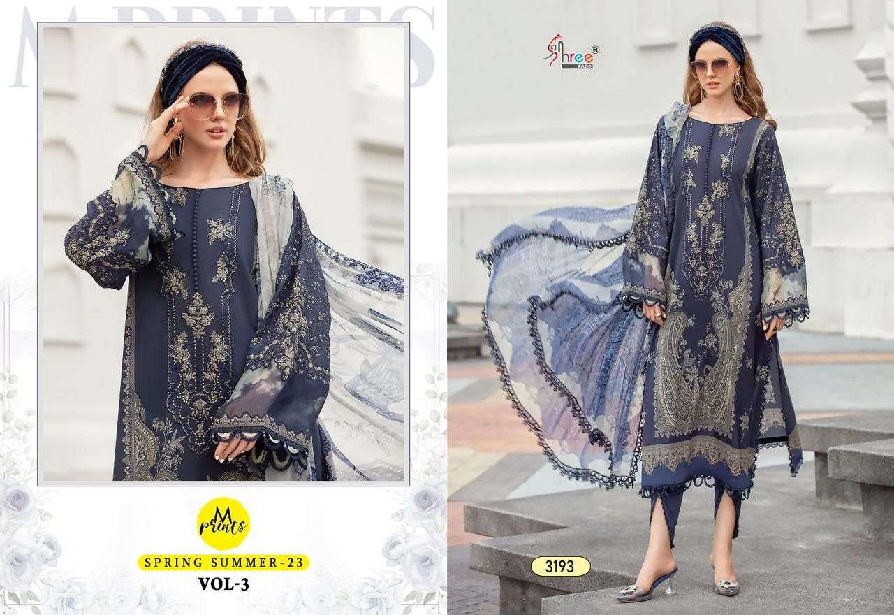 Shree M Prints Spring Summer 23 Vol 3 Chiffon Dupatta Salwar kameez Wholesale catalog