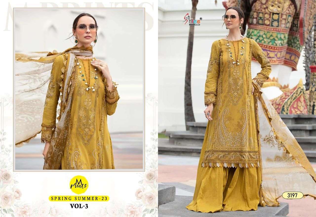 Shree M Prints Spring Summer 23 Vol 3 Cotton Dupatta Salwar kameez Wholesale catalog