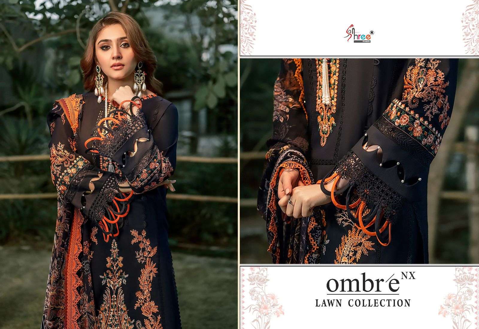 Shree Ombre Nx Lawn Collection Chiffon Dupatta Salwar Suits Wholesale catalog