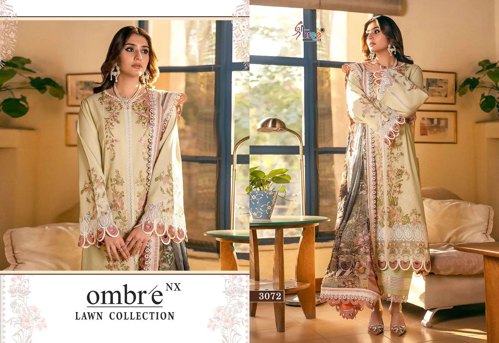 Shree Ombre Nx Lawn Collection Cotton Dupatta Salwar Suits Wholesale catalog