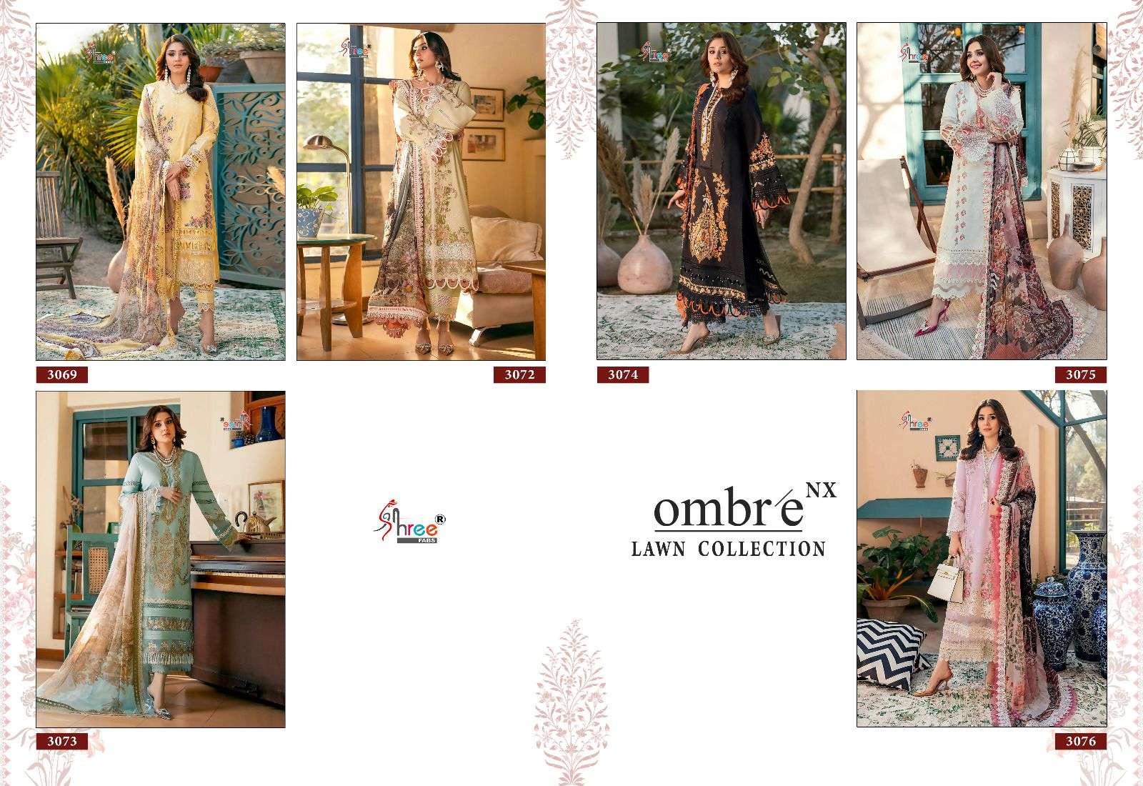 Shree Ombre Nx Lawn Collection Cotton Dupatta Salwar Suits Wholesale catalog