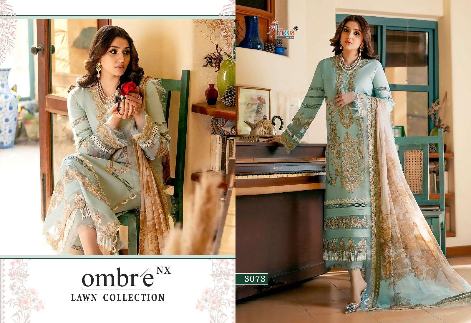 Shree Ombre Nx Lawn Collection Cotton Dupatta Salwar Suits Wholesale catalog