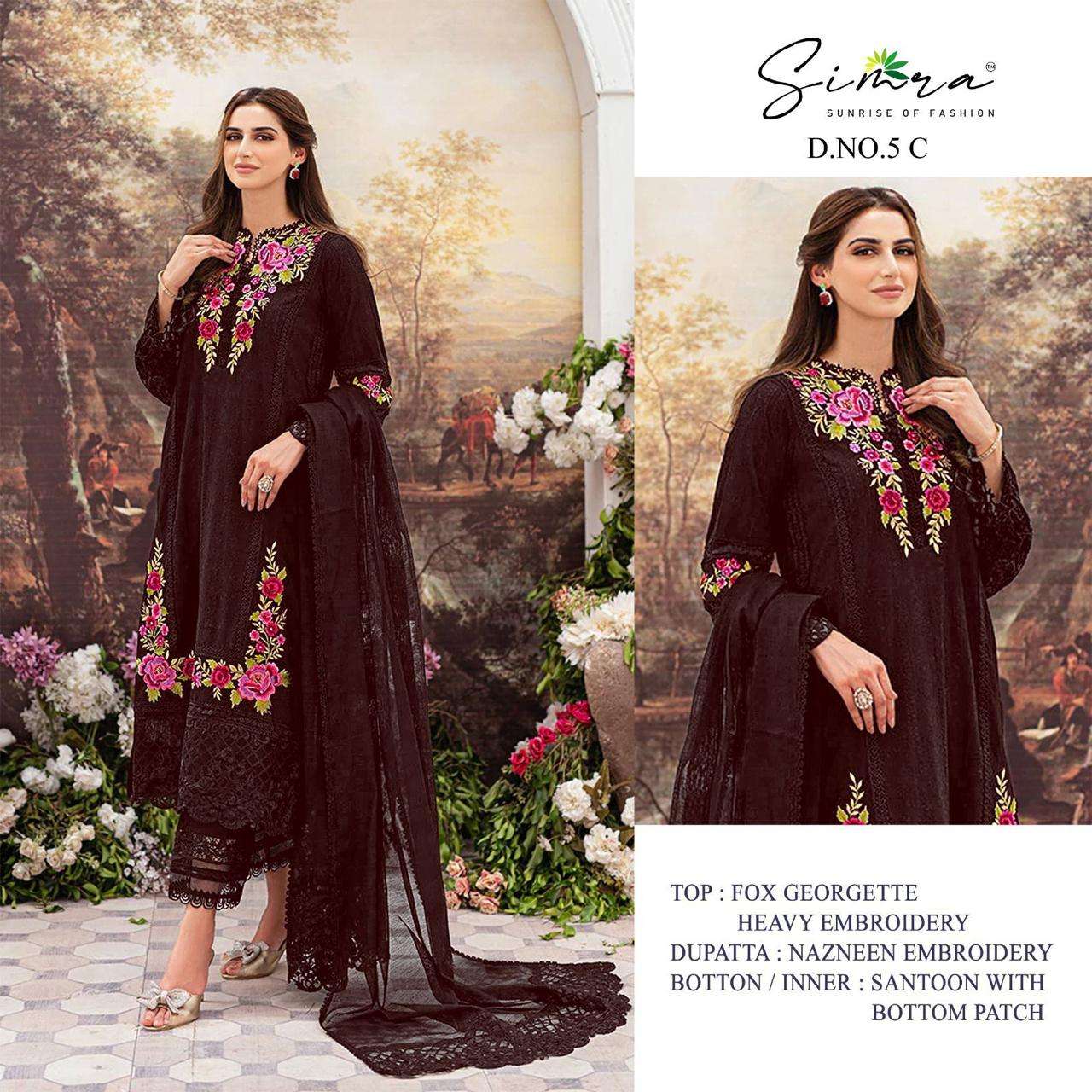 SIMRA D-5 C TO F FOX GEORGETTE HEAVY EMBROIDERED Salwar Kameez Wholesale catalog