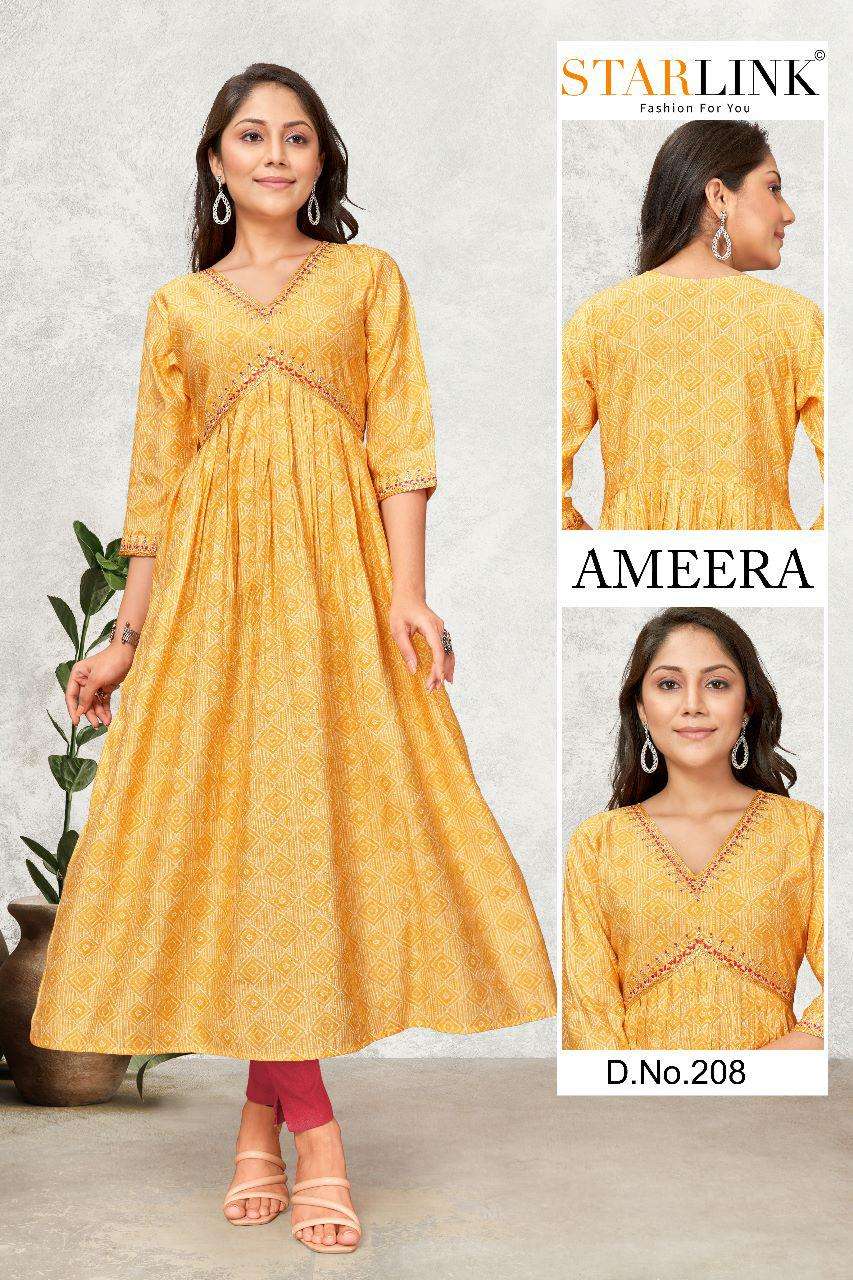 STARLINK AMEERA D - 208 Naira Cut Kurti Wholesale catalog
