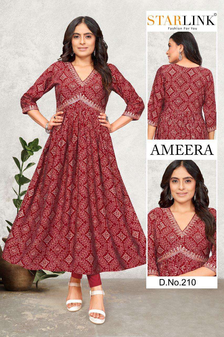STARLINK AMEERA D - 210 Naira Cut Kurti Wholesale catalog
