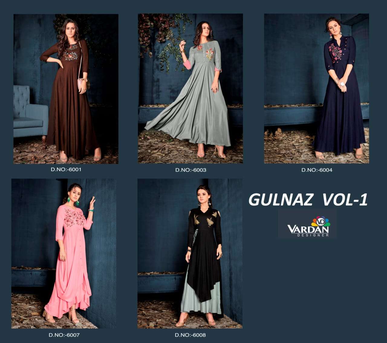 Vardan Designer Gulnaz Vol - 1 Riyon Long Kurti Wholesale catalog